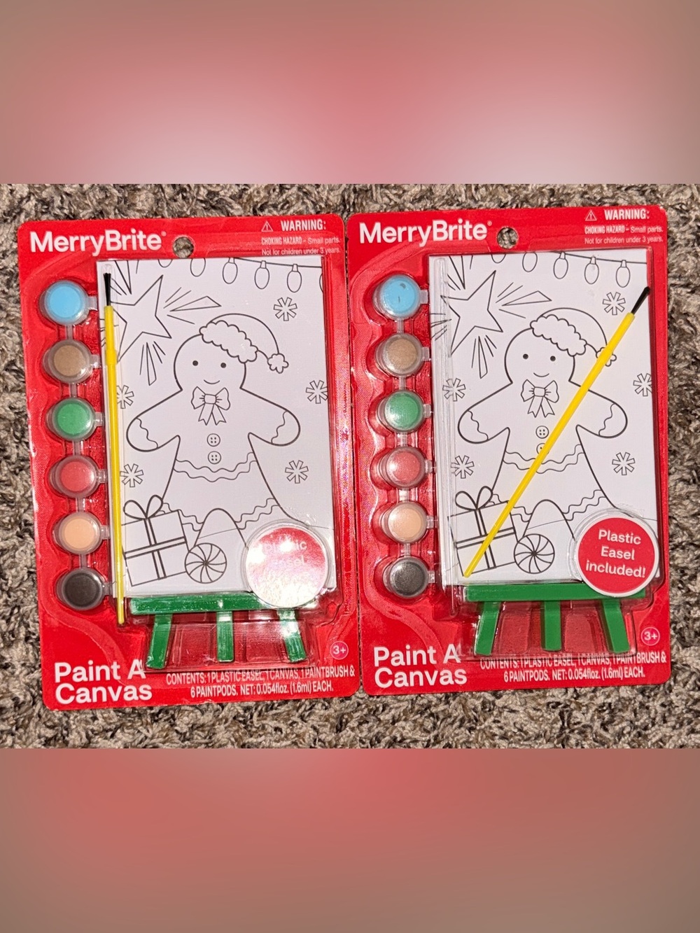 Kids Paint-A-Canvas Holiday Gingerbread Kit - Red